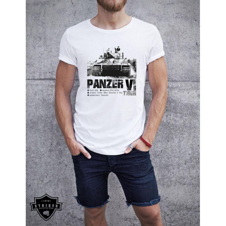 Tričko Striker tank Panzer VI Tiger - biele, S