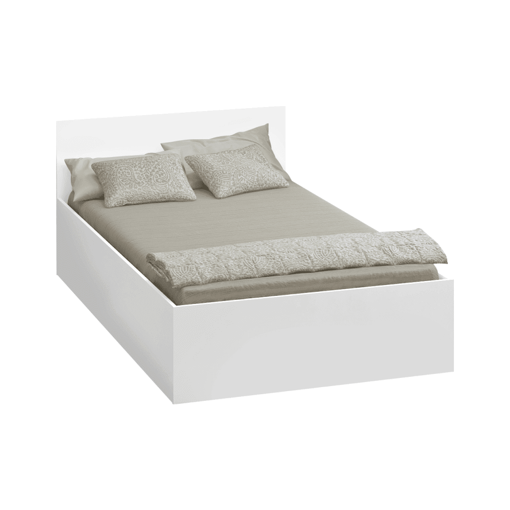 Posteľ s kovovým roštom, 120x200, biela, DOLI