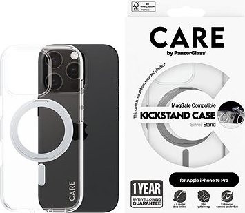 PanzerGlass CARE kryt Apple iPhone 16 Pro MagSafe KickStand číry/sivý