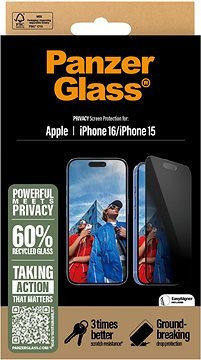 PanzerGlass Privacy Apple iPhone 16/15 s inštalačným rámčekom