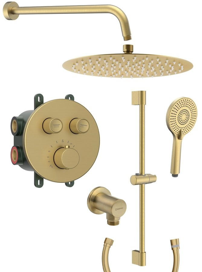 SAPHO - SMART SELECT podomietková termostatická sprchová súprava, 2 výstupy, vystúpenie, chróm RP042-01