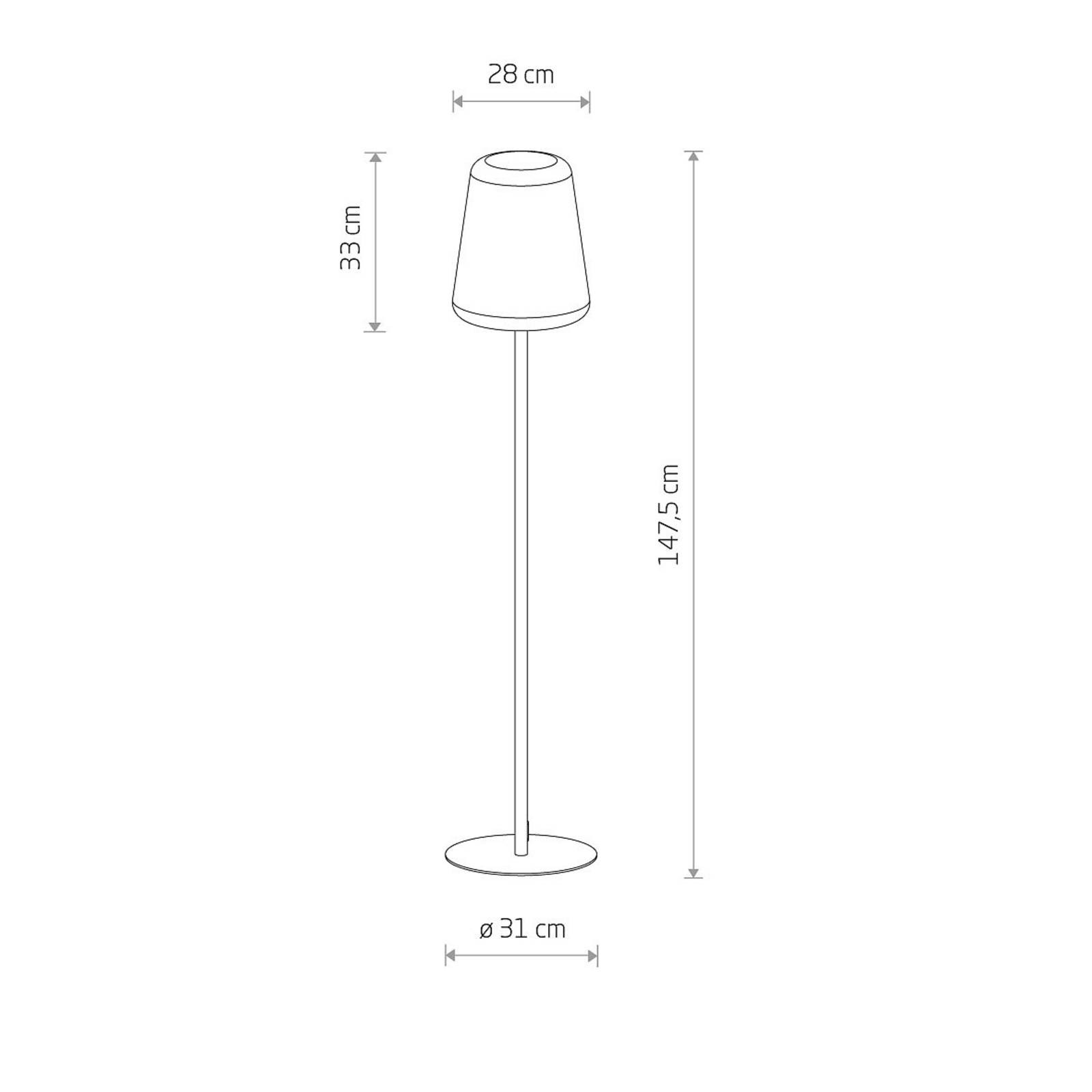 Terasová stojacia lampa, IP44, grafitová/biela, výška 148 cm