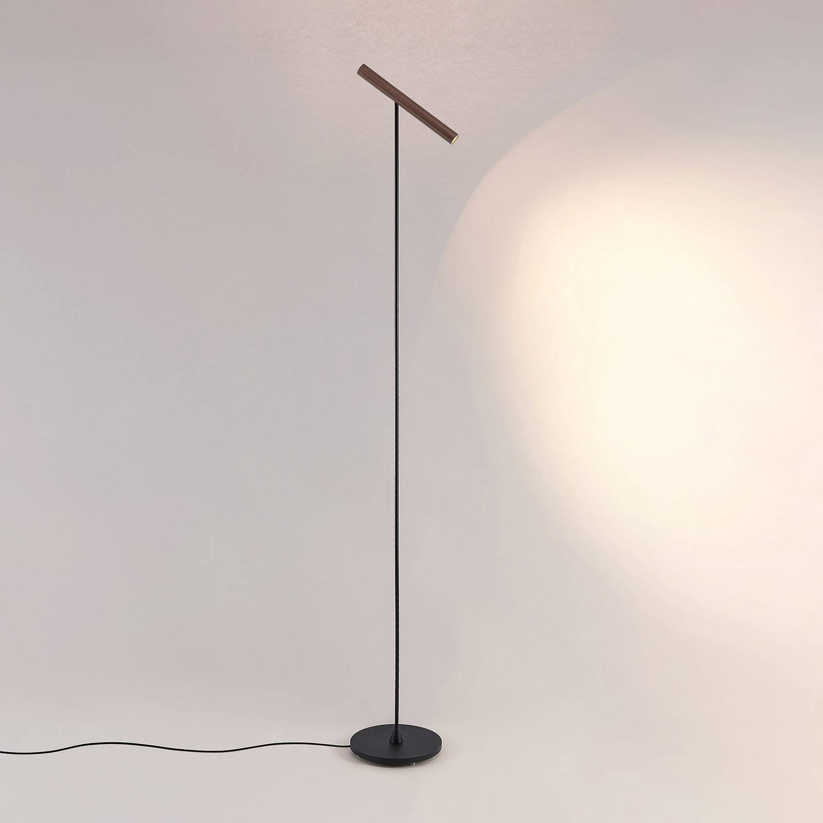 Stojacia lampa Molto Luce LED Meyjo F, čierna/kávovo hnedá, hliník