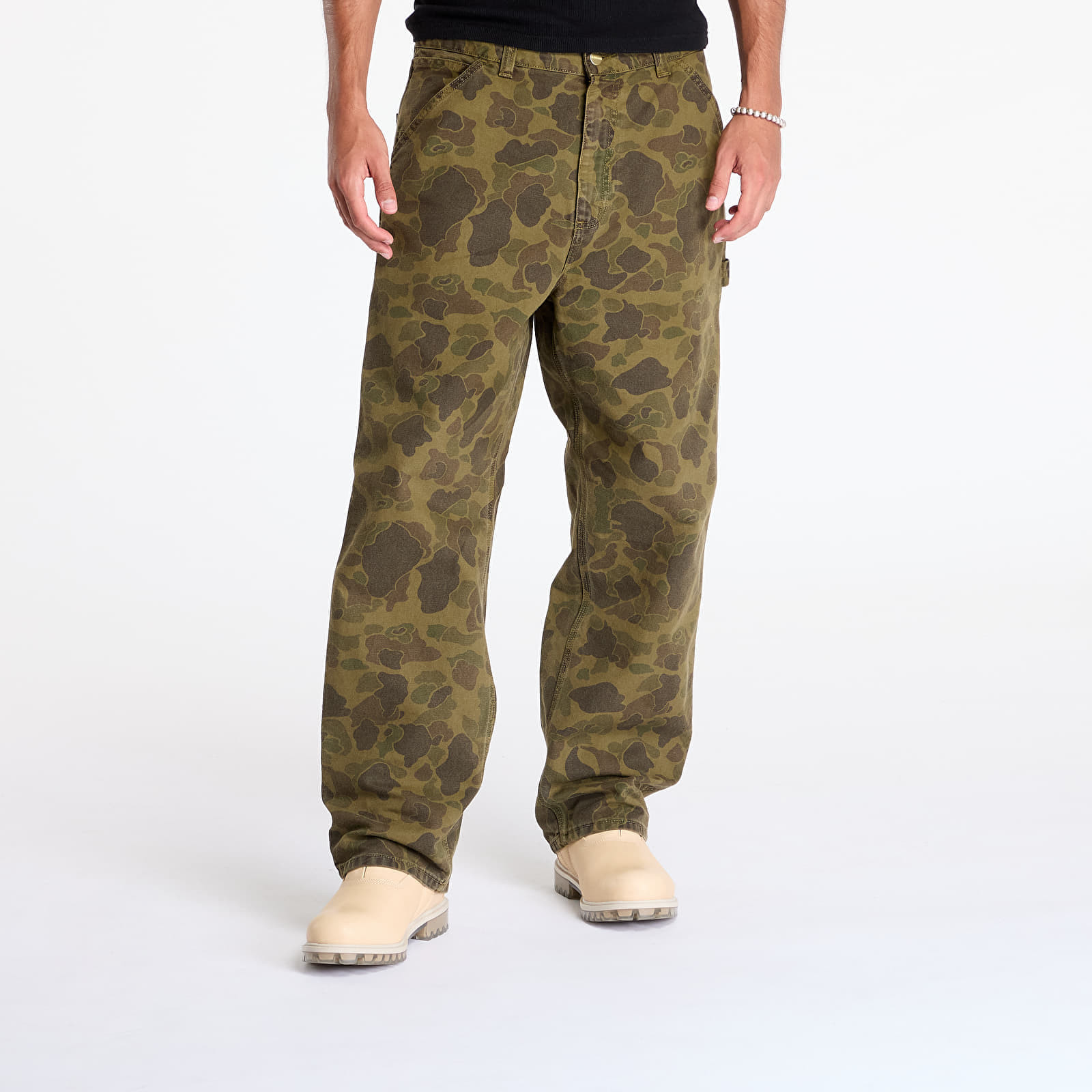 Džínsy Carhartt WIP Duck Single Knee Pant Camo Duck/ Office Green S