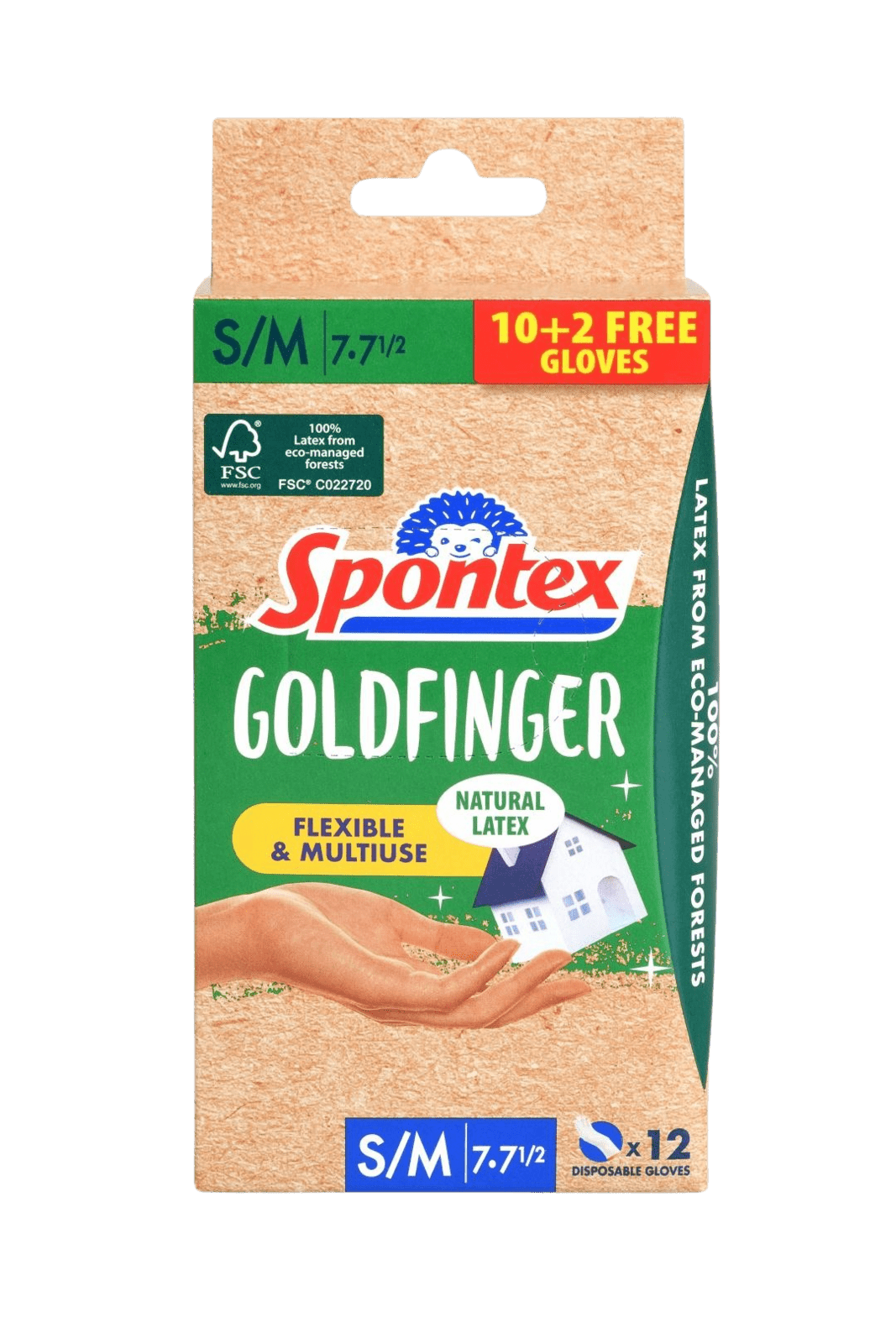 SPONTEX Godfinger, Rukavice latexové jednorazové veľ. S/M 12 ks