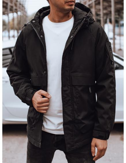 Pánska prechodná bunda s kapucňou čierna