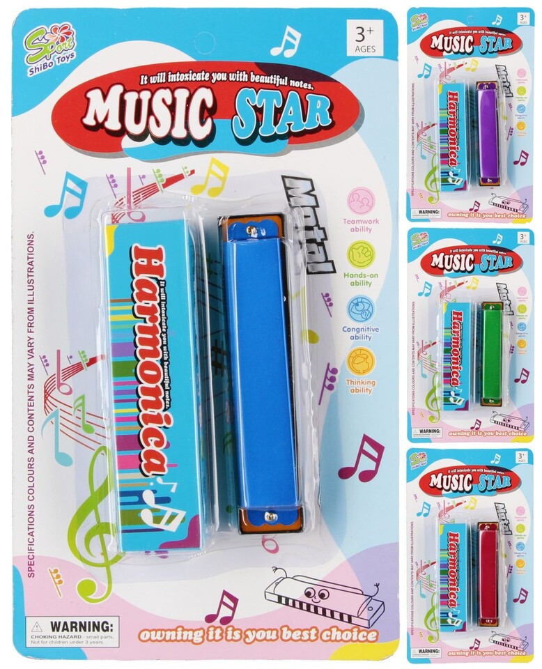 Harmonika kov farebná 13cm - modrá