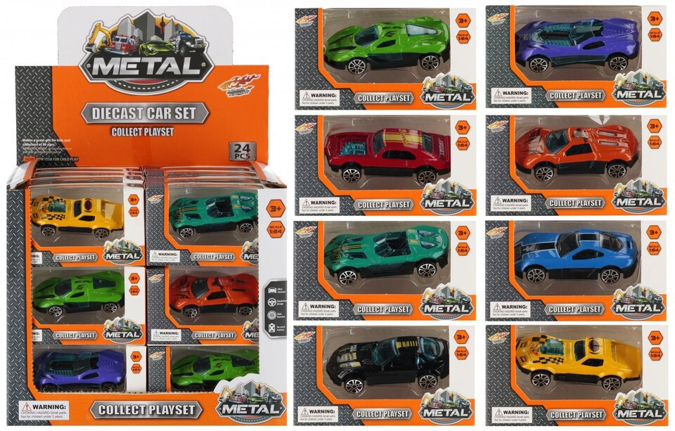 Kovový osobný automobil 7cm - žltá