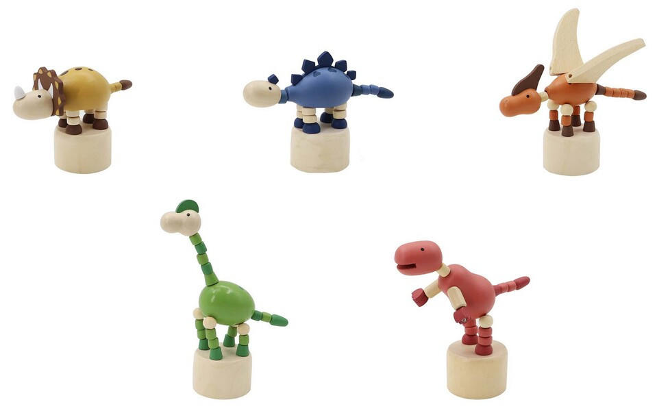 Stláčacie zvieratká drevené dinosaurus 13cm