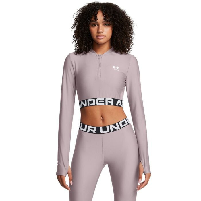 Under Armour Dámsky top HeatGear Rib 1/4 Zip LS Grey  XLXL