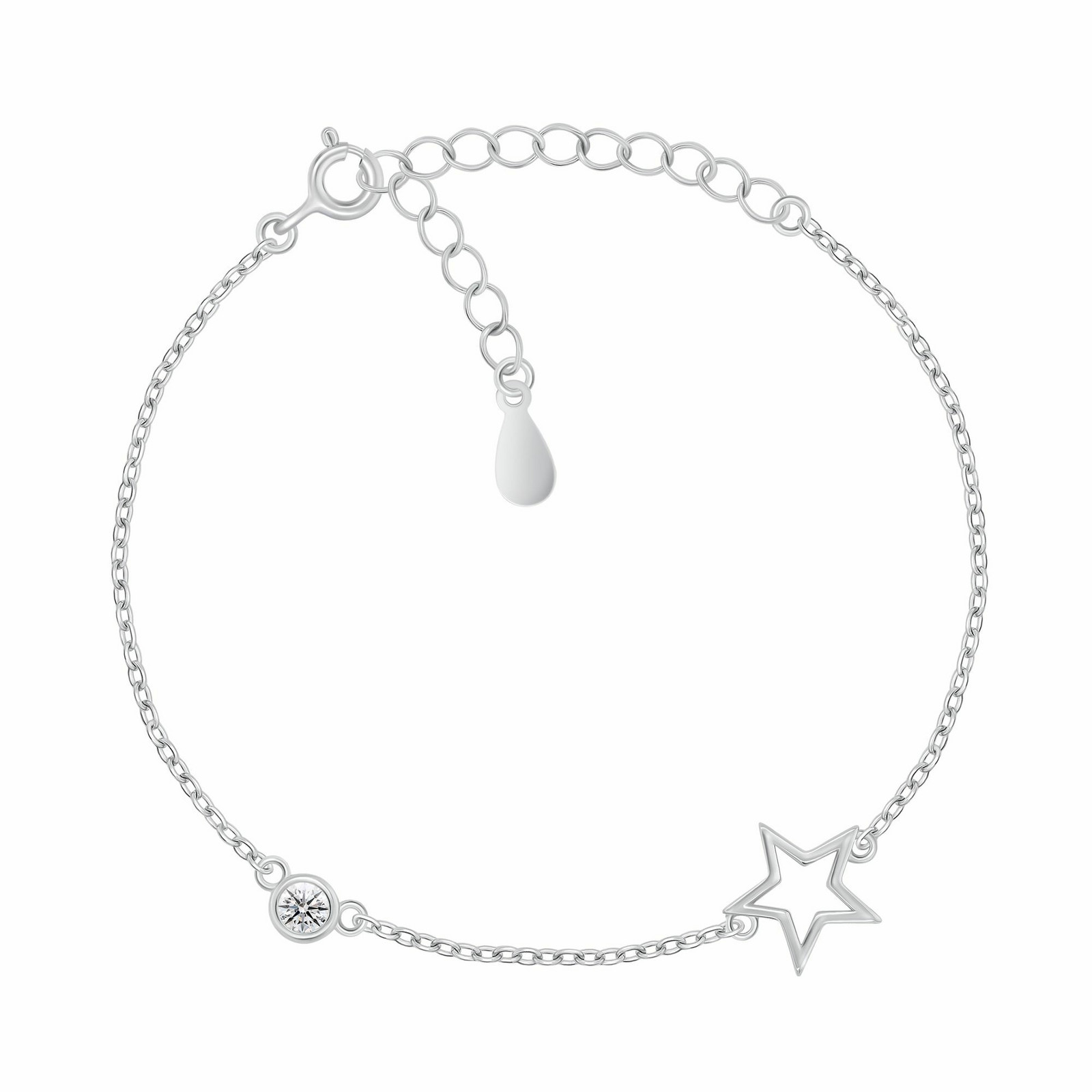 Brilio Silver Strieborný náramok s hviezdou a zirkónom BRC146W