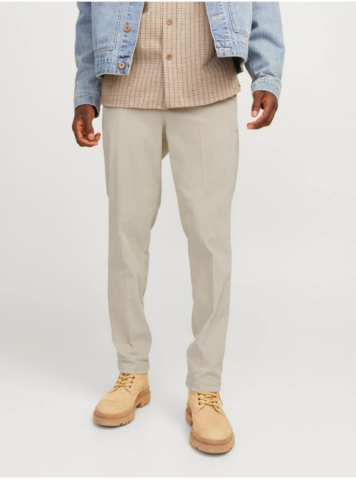 Béžové pánske menčestrové nohavice Jack & Jones Tace