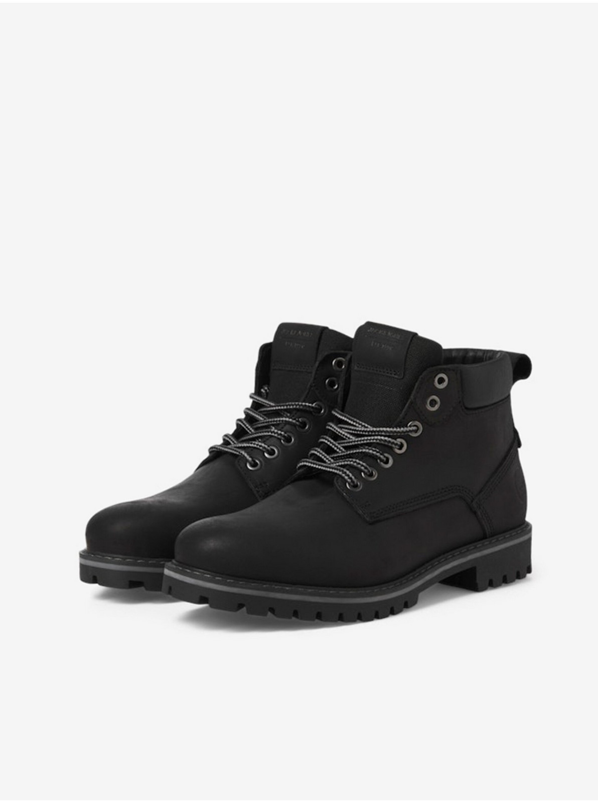 Čierne pánske kožené členkové topánky Jack & Jones Queens