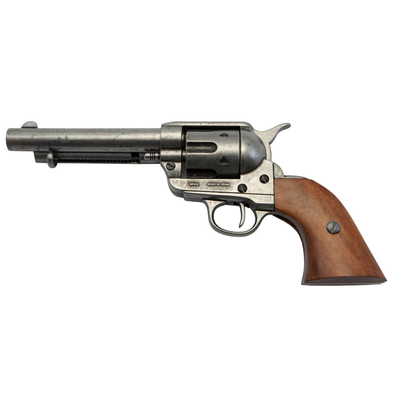 Replika revolvera Colt Peacemaker 5,5 USA 1873 nikel - strieborná-hnedá
