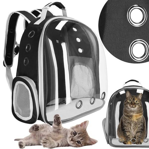 Springos Prepravný batoh pre zvieratá do 12 kg - 40 x 32 x 22 cm - priehľadný