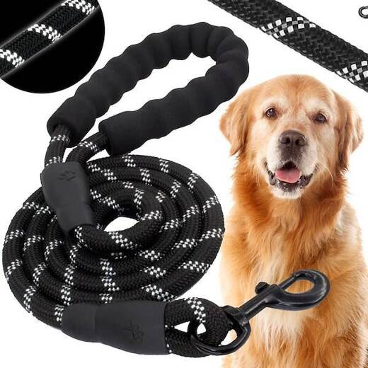 Springos Výcvikové vodítko pre psov - 5 m lano do 50 kg - čierne