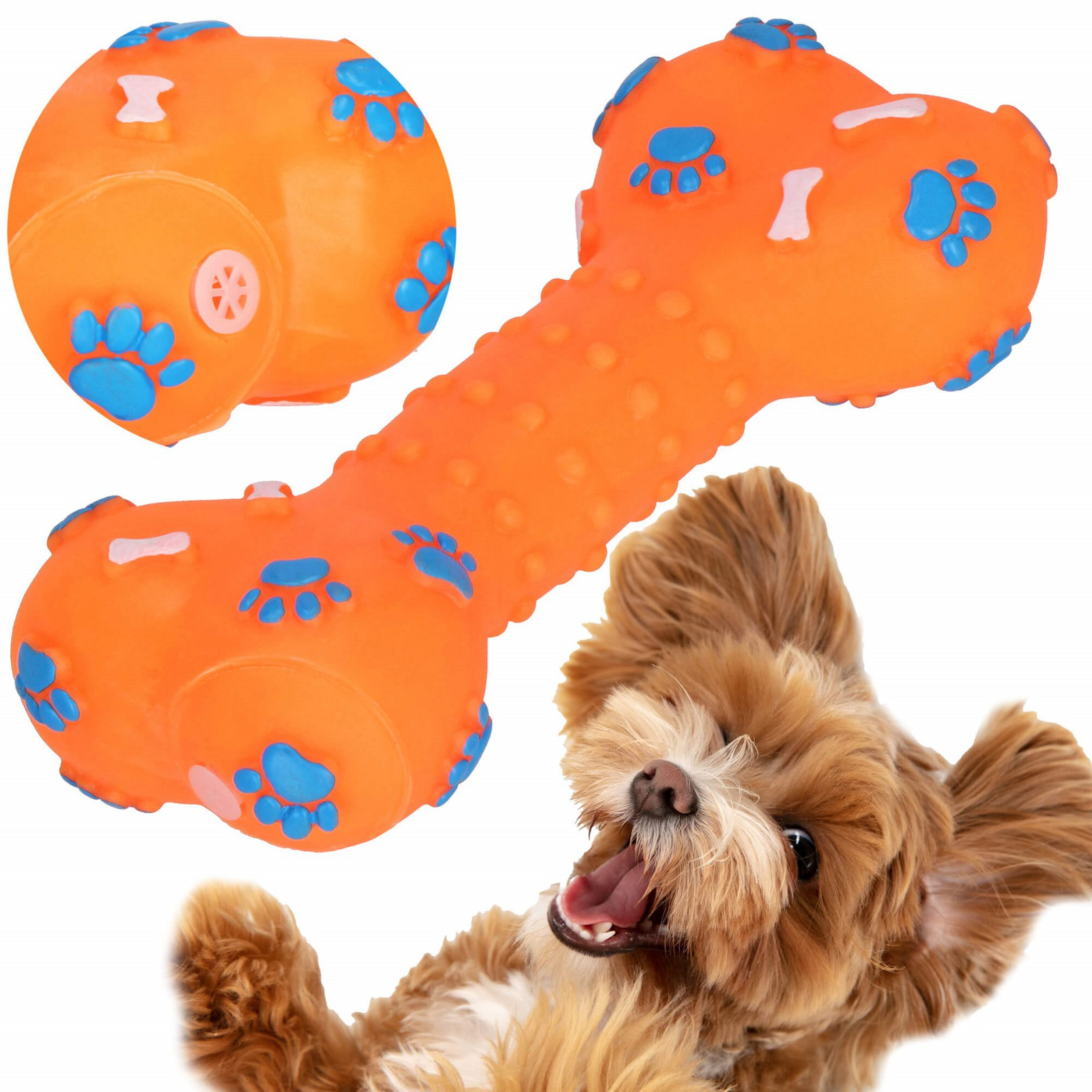 Springos Gumená hračka pre psa - hryzátko - 16 cm - oranžová