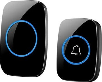 Aptel Moderný bezdrôtový zvonček na batérie, dosah 20 m, čierny