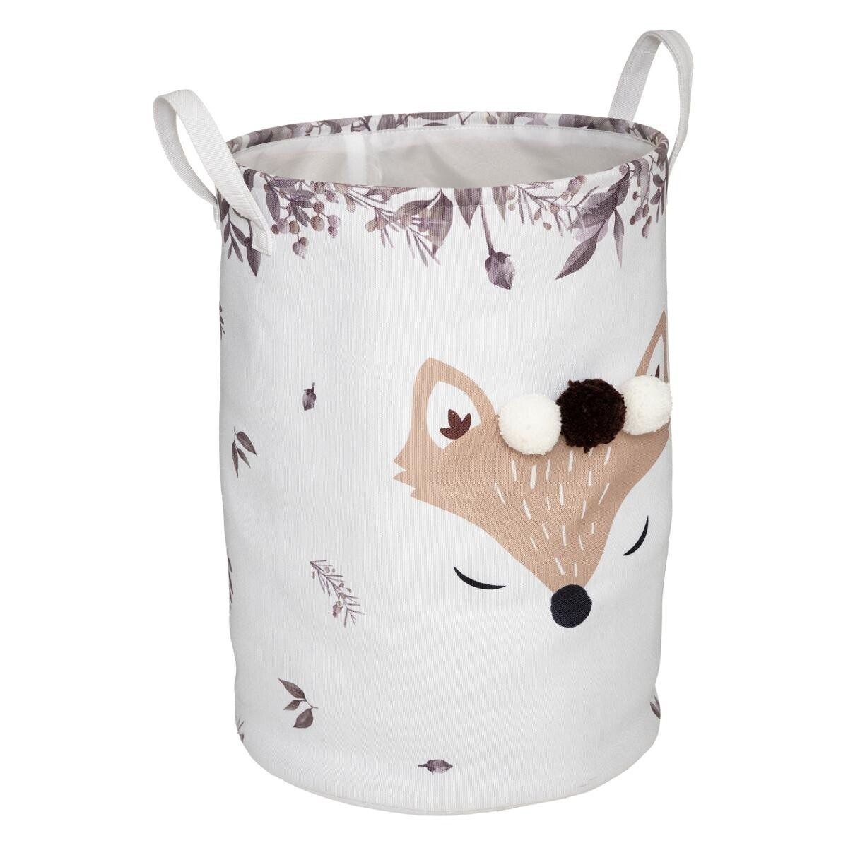 Textilní koš na hračky FOX 35 cm bílý