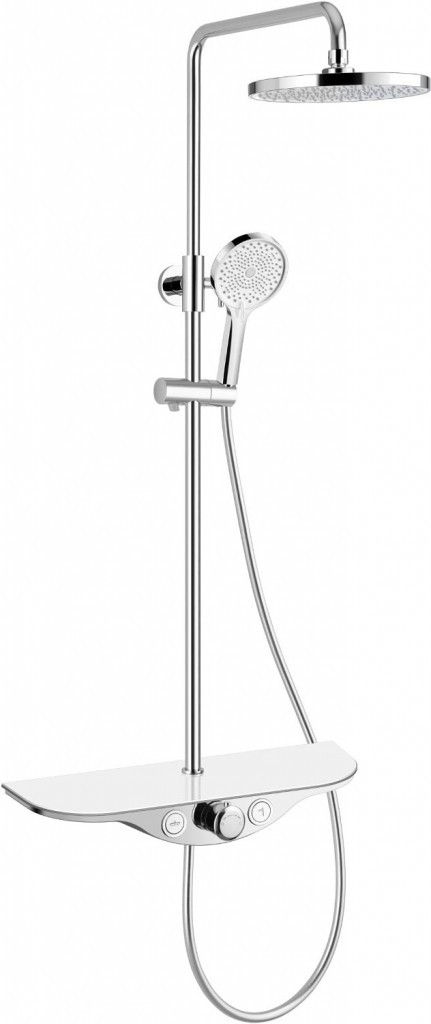 MEXEN - Exxo Sprchový stĺp s dažďovou sprchou a batériou, chróm/biela 78113-20
