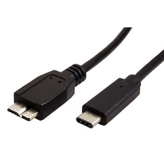 USB kábel (3.0), USB C samec - USB micro B samec, 1m, guľatý, černý, plastic bag, DOPRODEJ