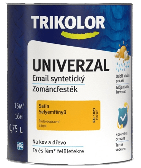 TRIKOLOR UNIVERZAL - Vrchná syntetická farba na kov a drevo RAL 9003 - signálna biela 2,5 L