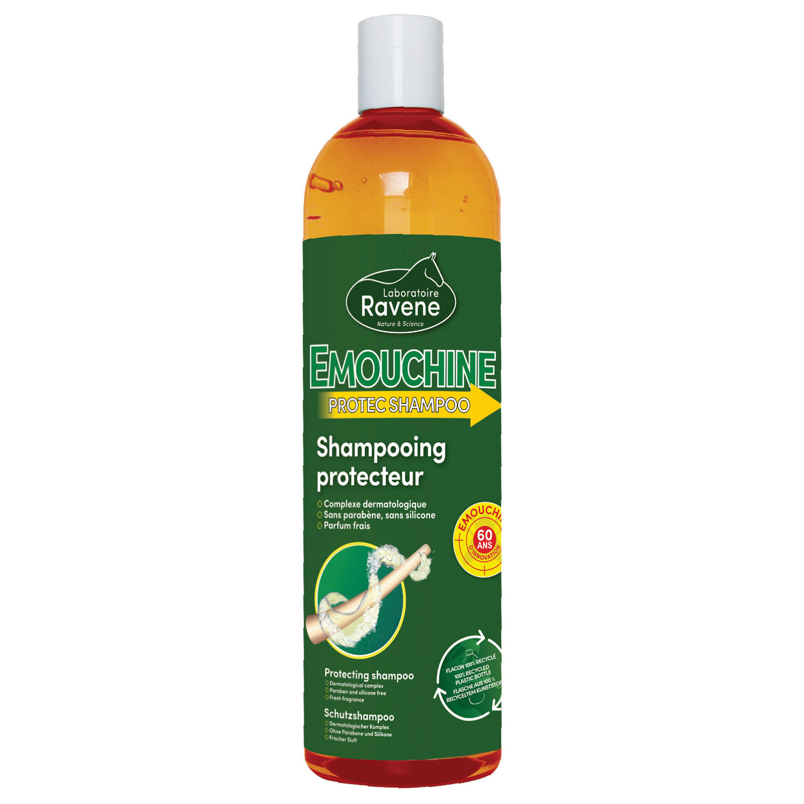 Šampón proti hmyzu pre kone a poníky Emouchine 500 ml