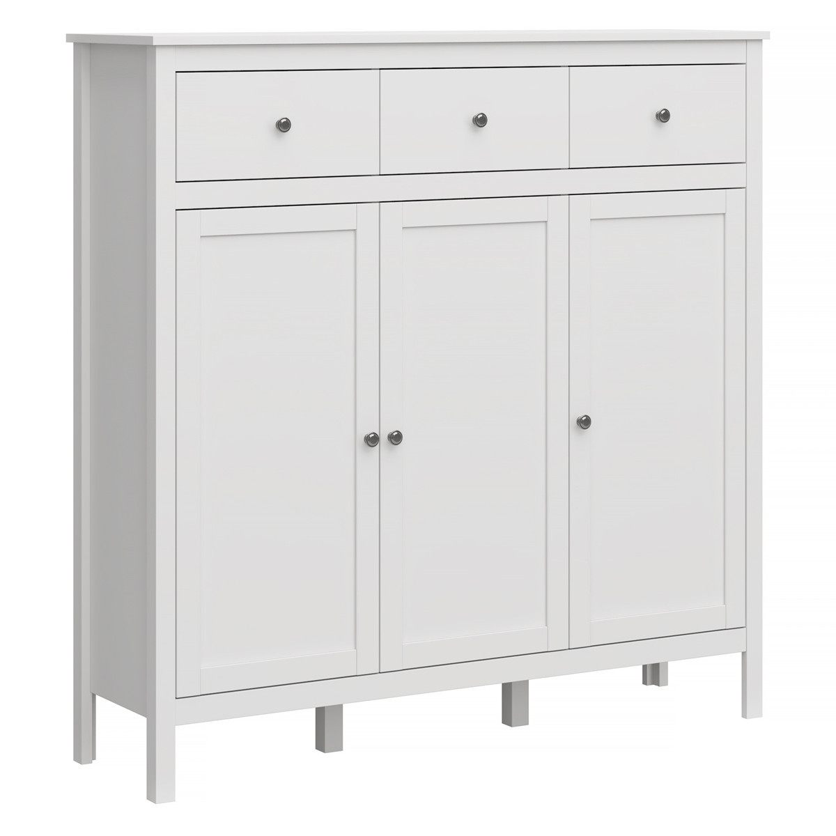 KONDELA Olje 3D3S trojdverová komoda so zásuvkou biela