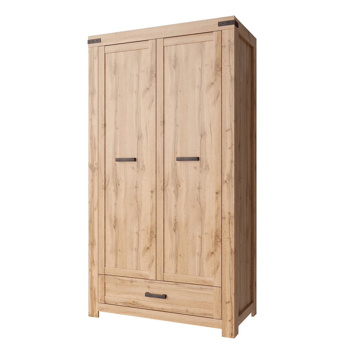 KONDELA Moratiz 2D1S dvojdverová šatníková skriňa so zásuvkou dub wotan