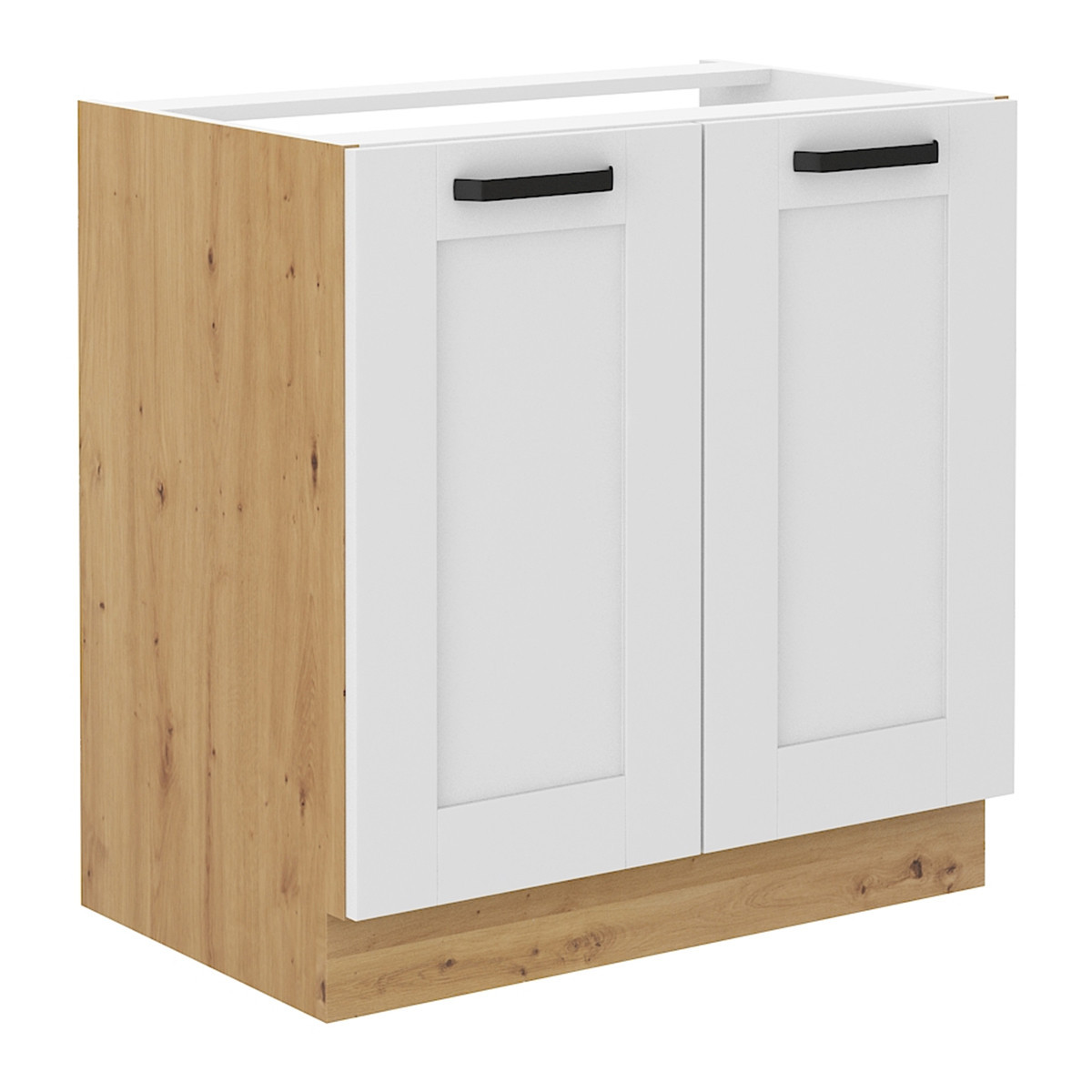 KONDELA Lula 80 ZL 2F BB drezová kuchynská skrinka biela / dub artisan