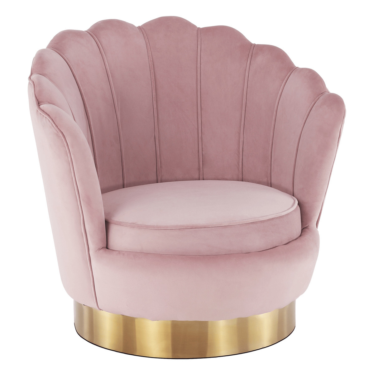 KONDELA Rolio dizajnové otočné kreslo svetloružová (Velvet) / zlatá