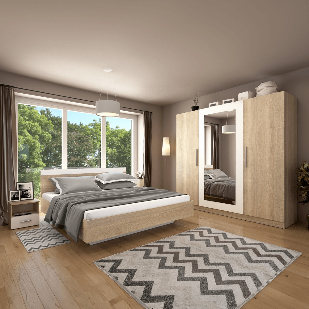 KONDELA Matisa 180 spálňová zostava dub sonoma / biela
