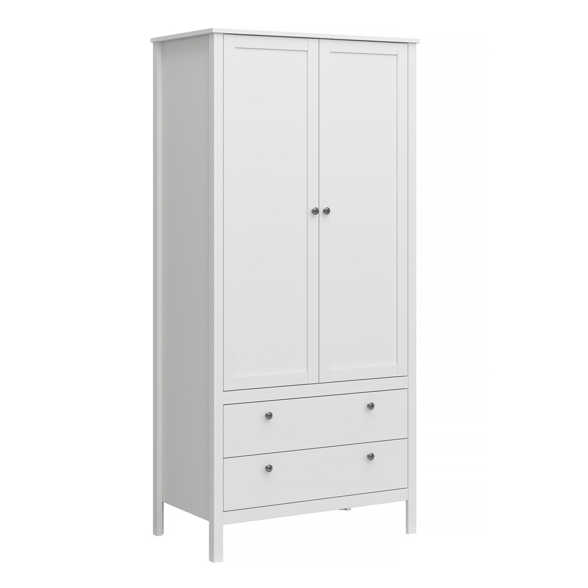 KONDELA Olje 2D2S dvojdverová šatníková skriňa so zásuvkami biela