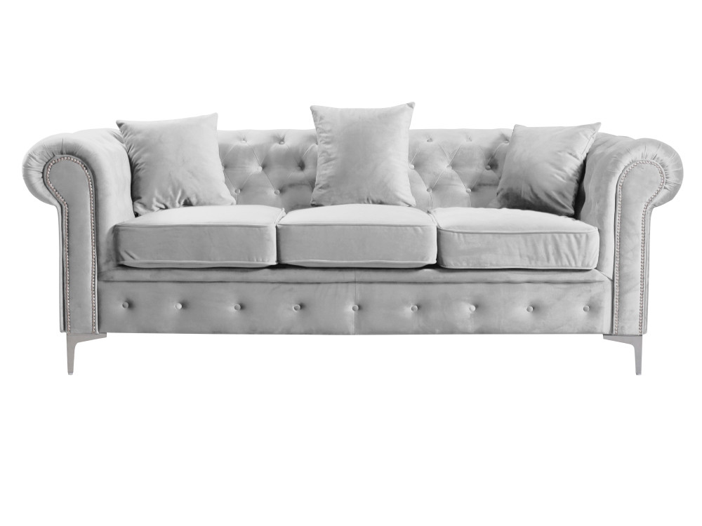 KONDELA Romano rozkladacia trojsedačka svetlosivá