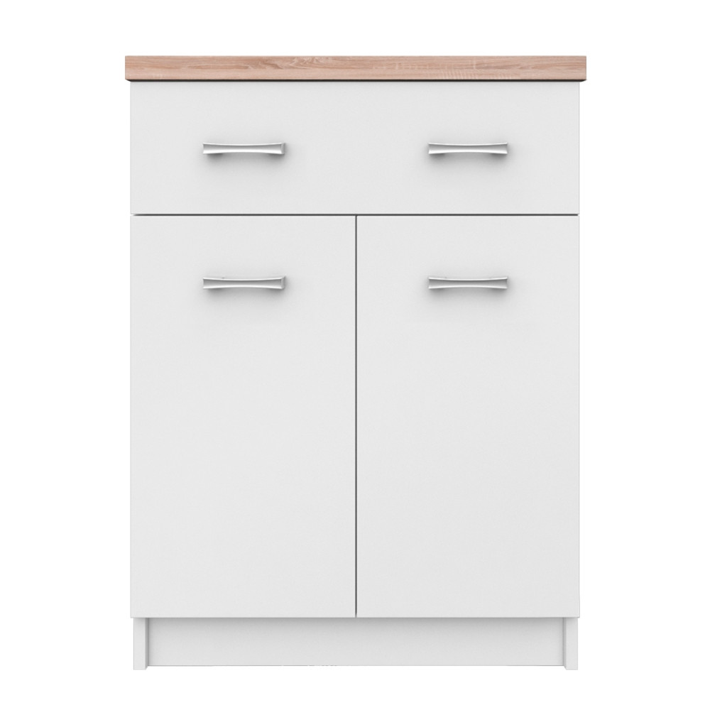 KONDELA Topty Typ 41 2D1S/60 dvojdverová komoda so zásuvkou biela / dub sonoma