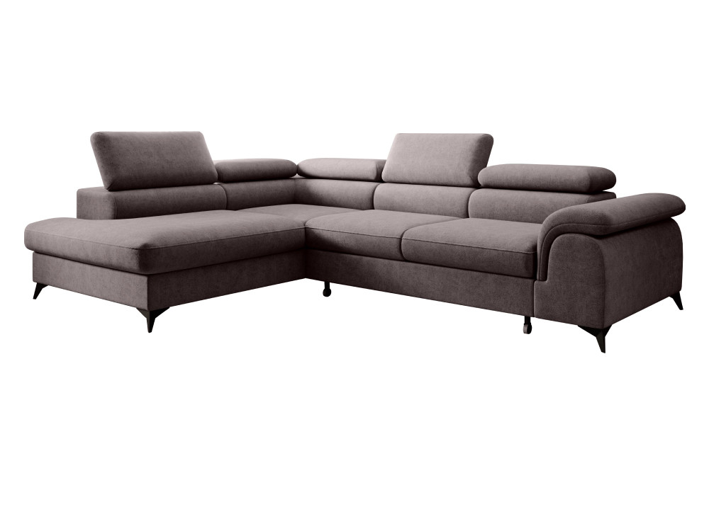 KONDELA Pony Roh L rohová sedačka s rozkladom a úložným priestorom sivohnedá