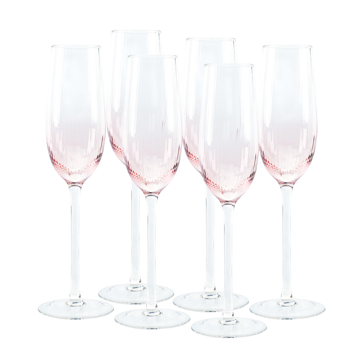 KONDELA Celeste Typ 1 pohár na šampanské (6 ks) 280 ml svetloružová