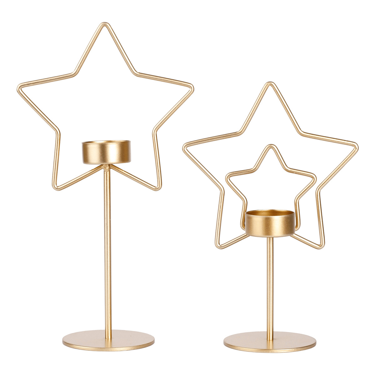 KONDELA Merlen kovový svietnik (2 ks) zlatá