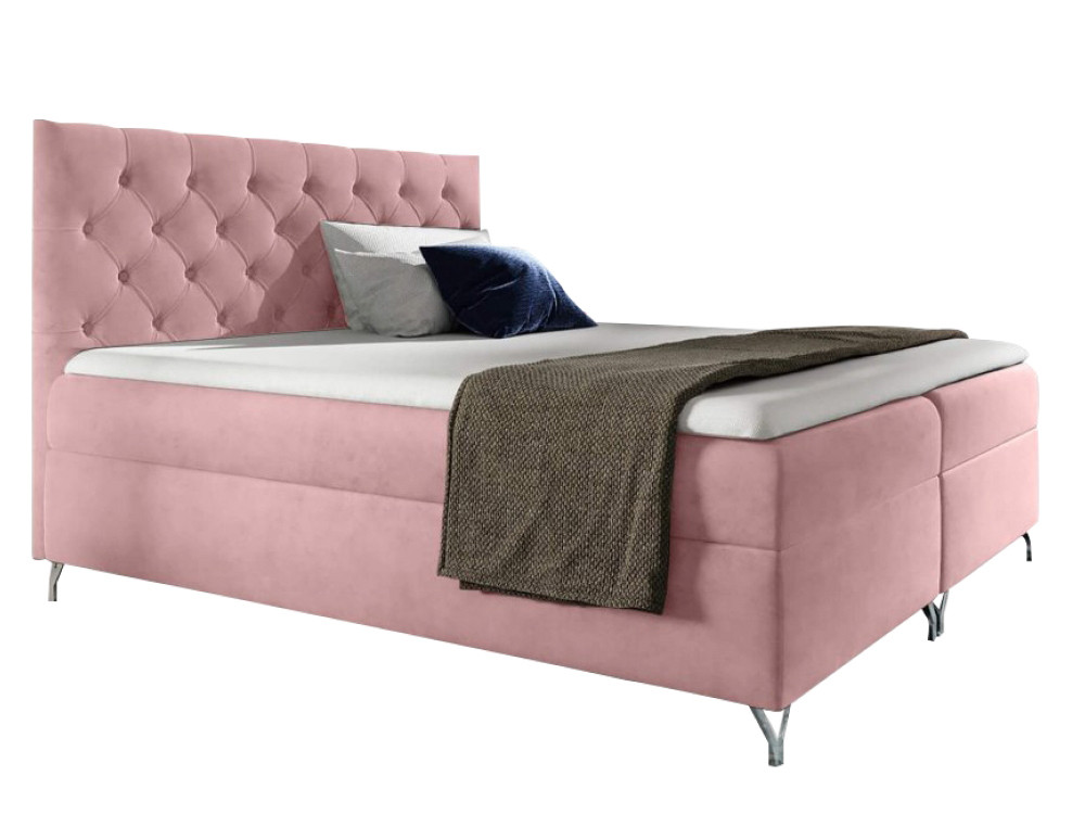 KONDELA Guliette 120 boxspringová manželská posteľ ružová (Velvet)