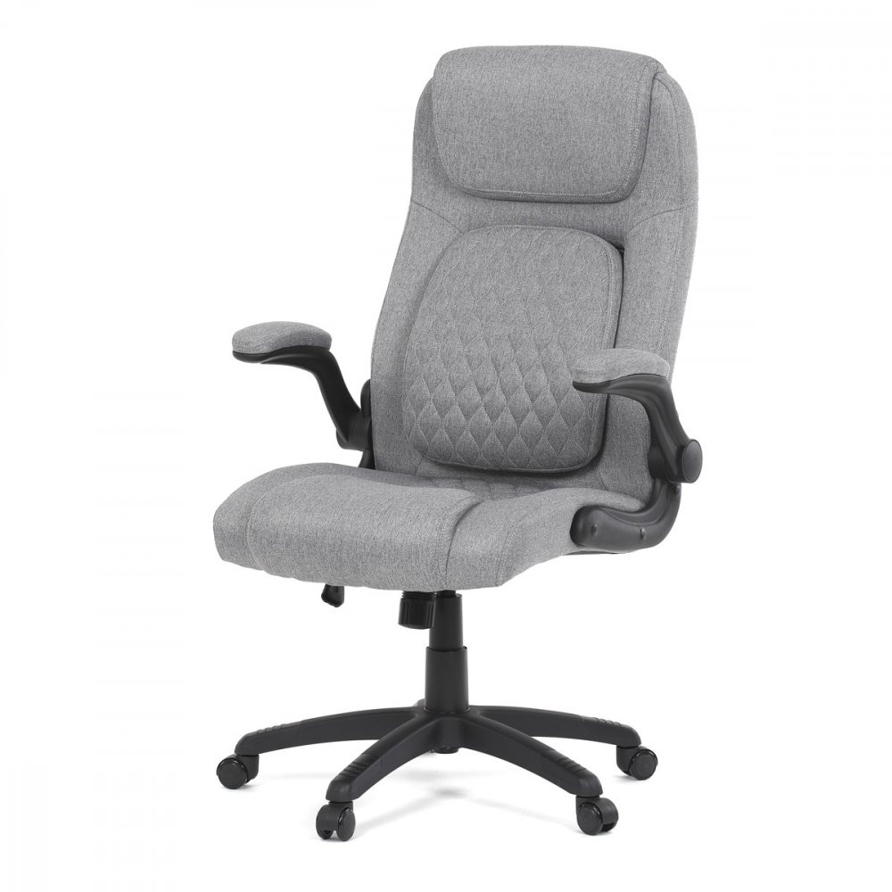 AUTRONIC KA-C711 GREY2 Kancelářská židle, šedá látka, nastavitelná bederní opěrka, černý plastový kříž, kolečka na tvrdé podlahy
