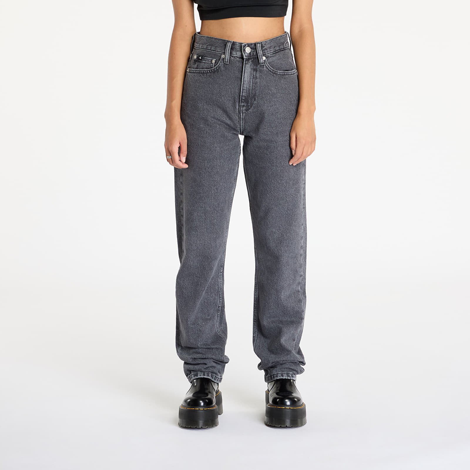 Kalhoty Calvin Klein Jeans High Rise Straight Jeans Grey W28/L32