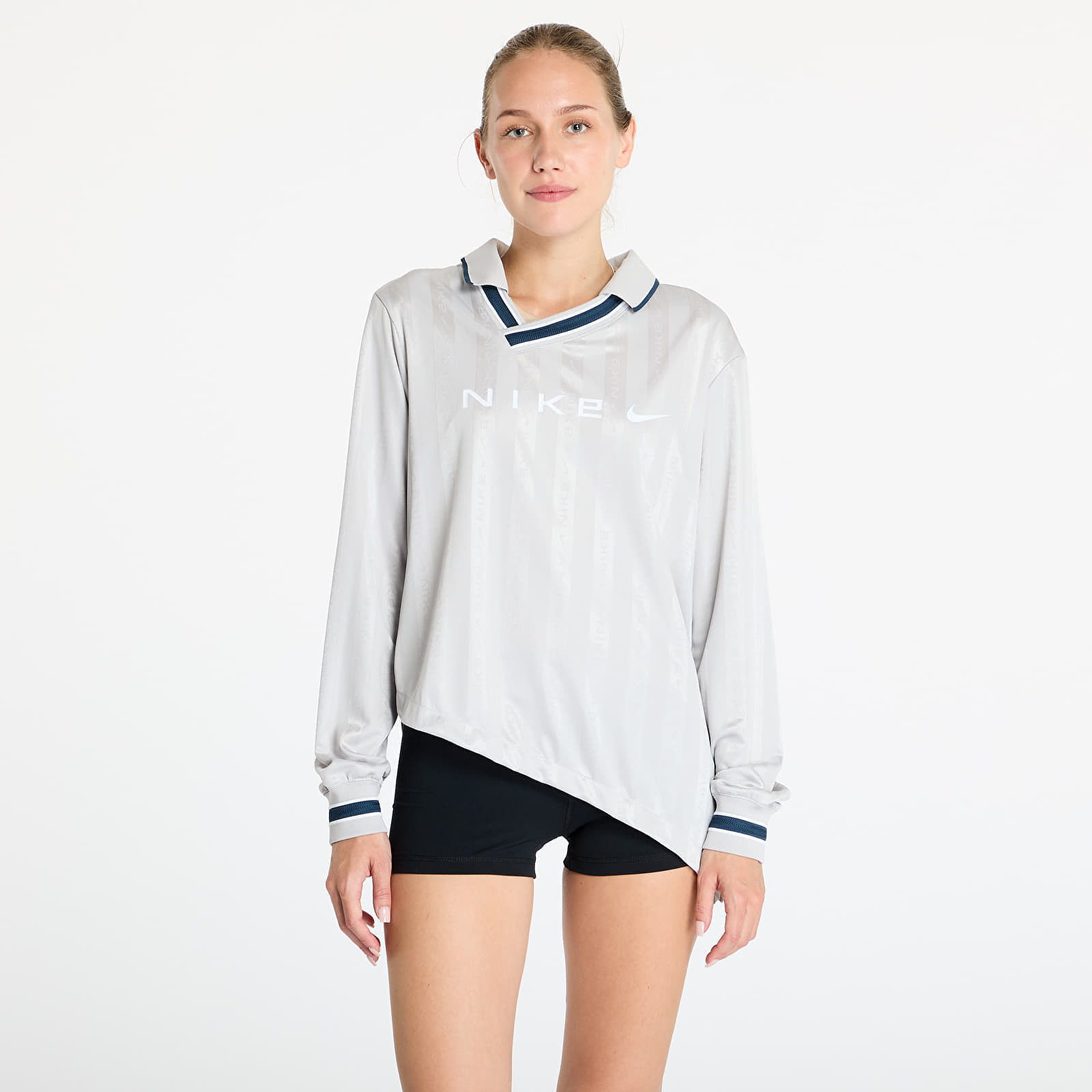 Tričko Nike Sportswear Collection Women's Dri-FIT Jacquard Long-Sleeve Jersey Top Lt Iron Ore/ Flax/ White XS