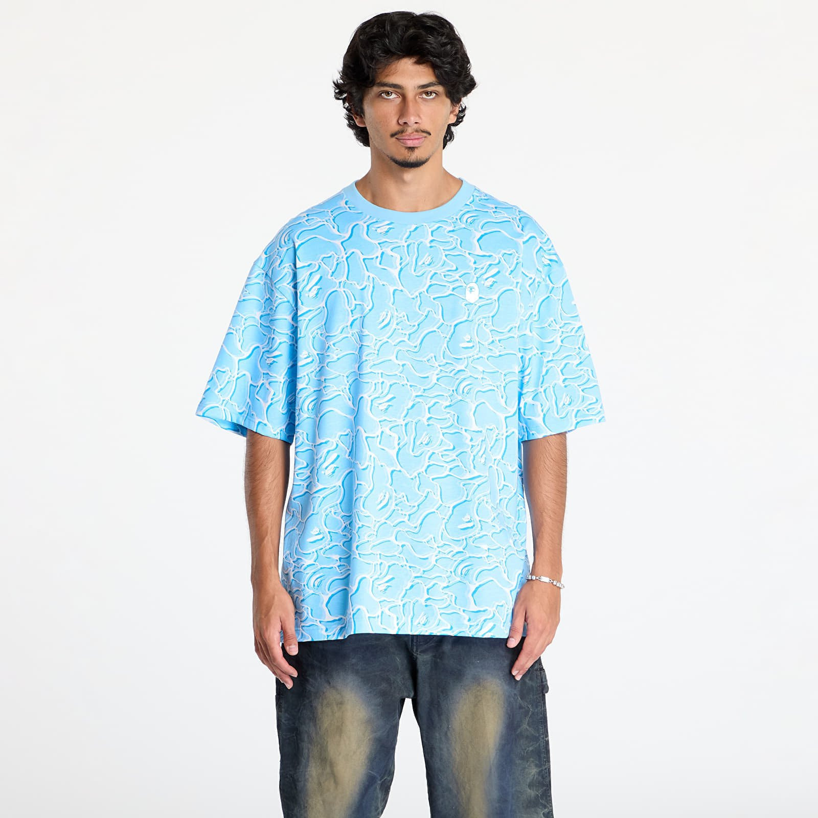 Tričko A BATHING APE Abc Sea Surface Camo Relaxed Fit Tee Blue XXXL