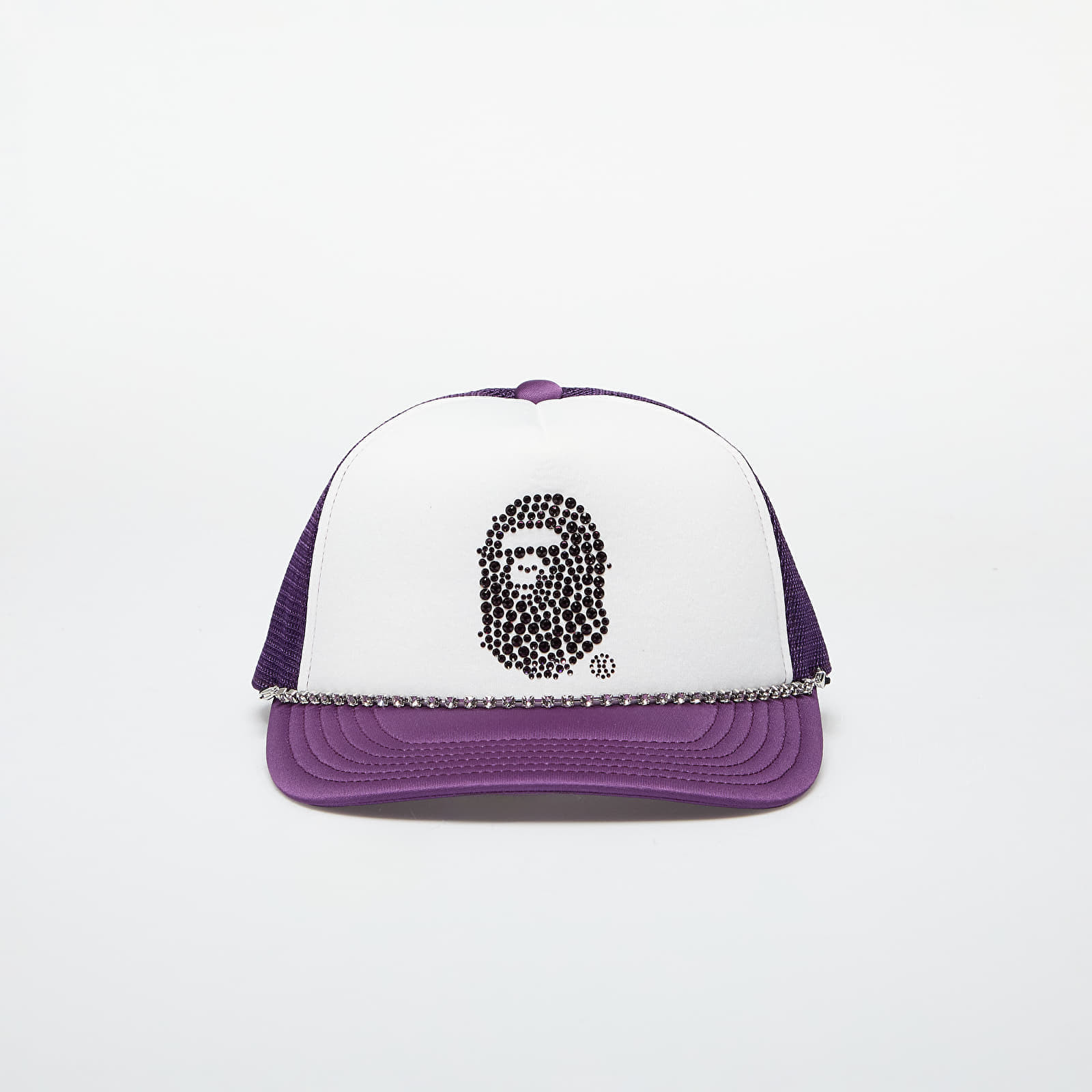 Šiltovka A BATHING APE x SWAROVSKI Rhinestone Ape Head Mesh Cap M Purple Universal