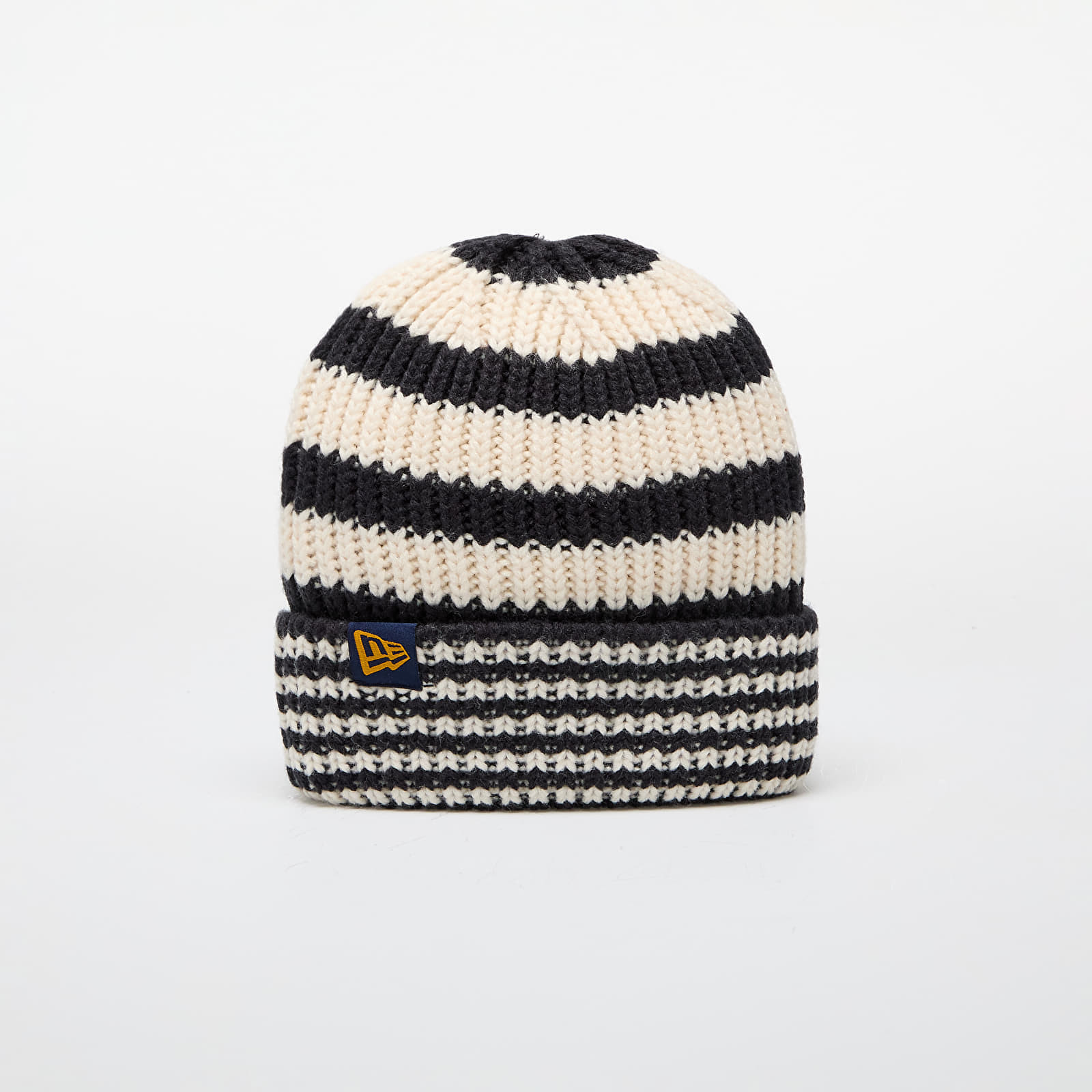 New Era Knit Medium Stripe Beanie Navy/ Light Cream Universal