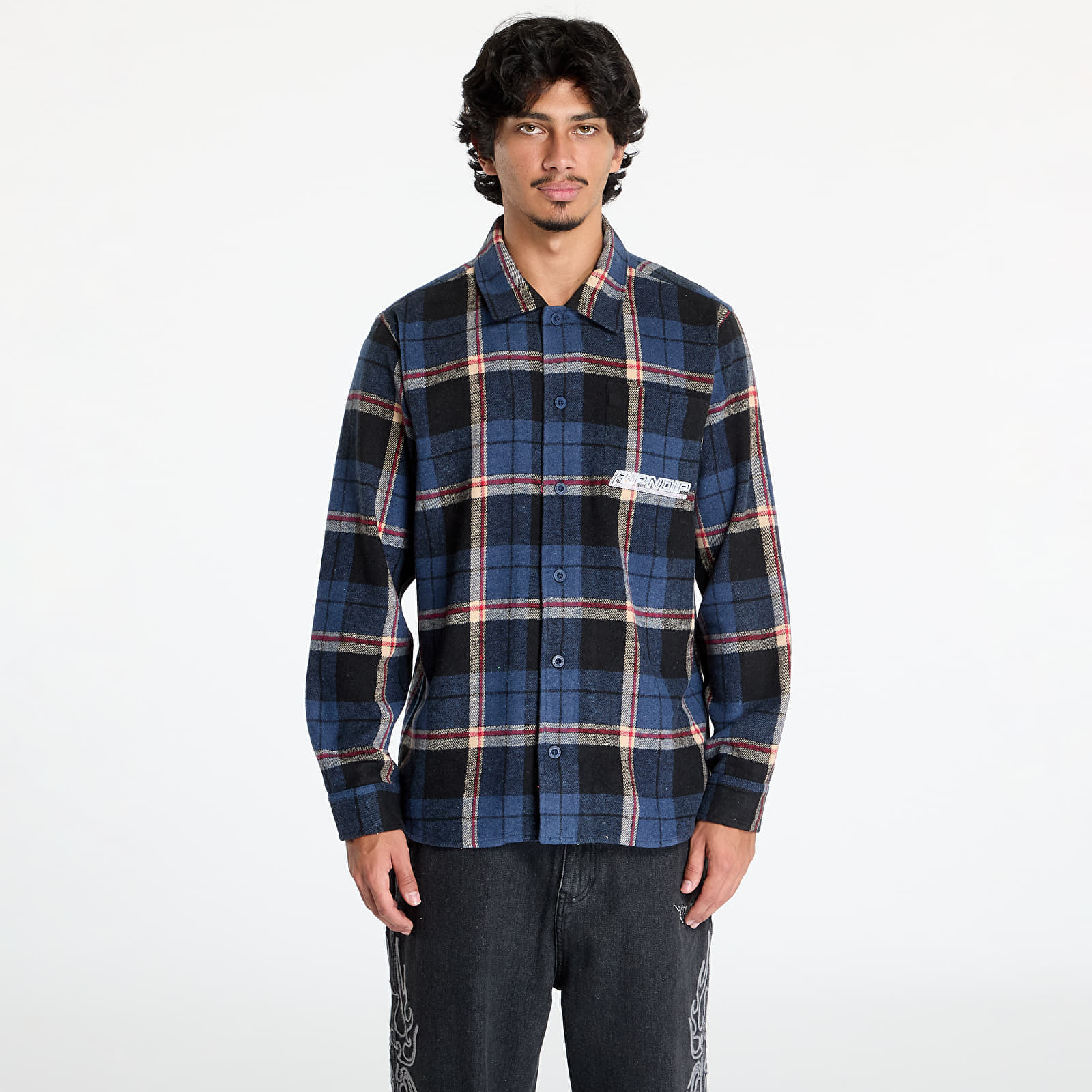 Košeľa RIPNDIP Robo Button Up Flannel Shirt Navy S
