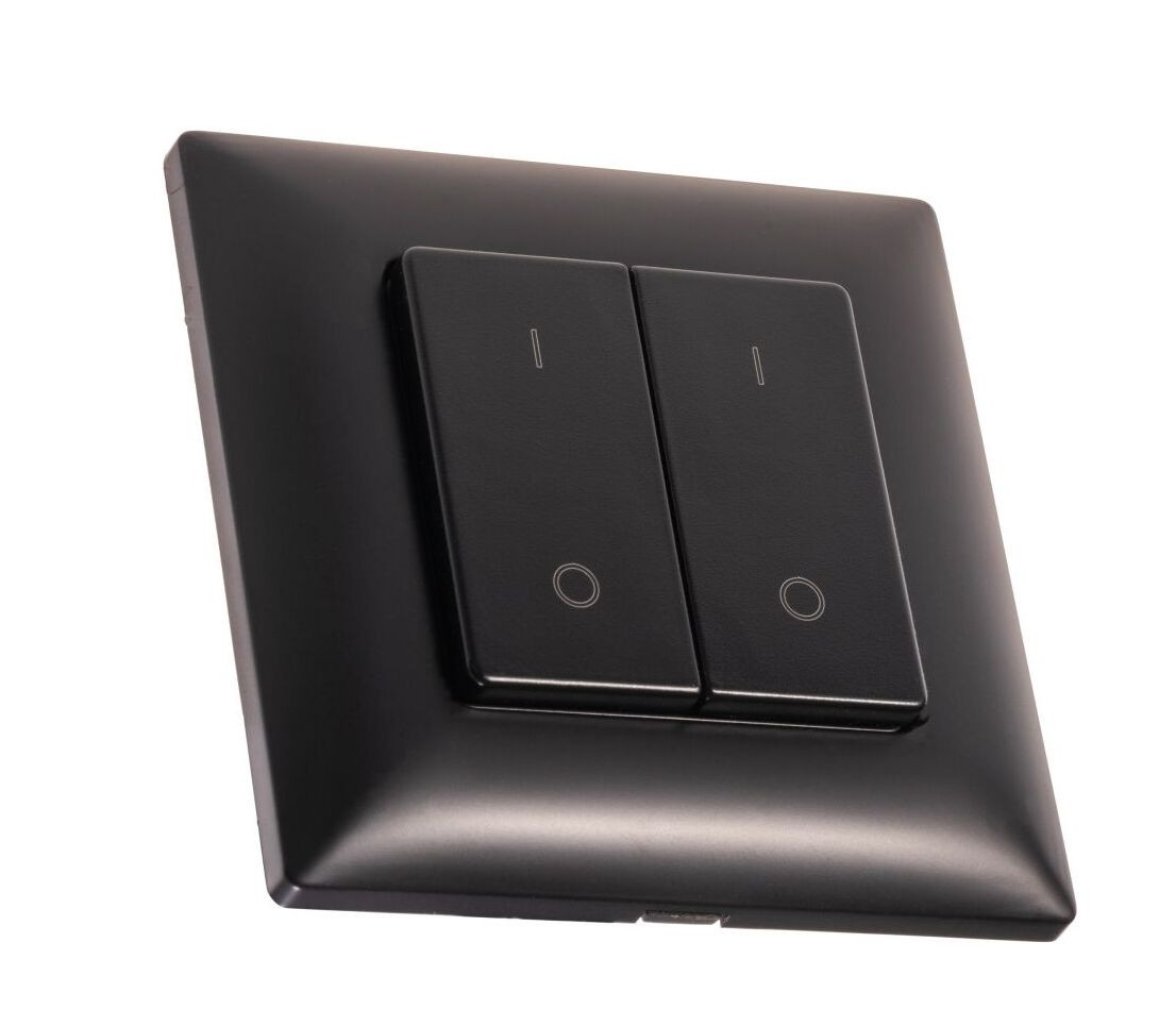 T-LED DimLED bezdrôtový ovládač nástenný čierny 2-kanálový 069146