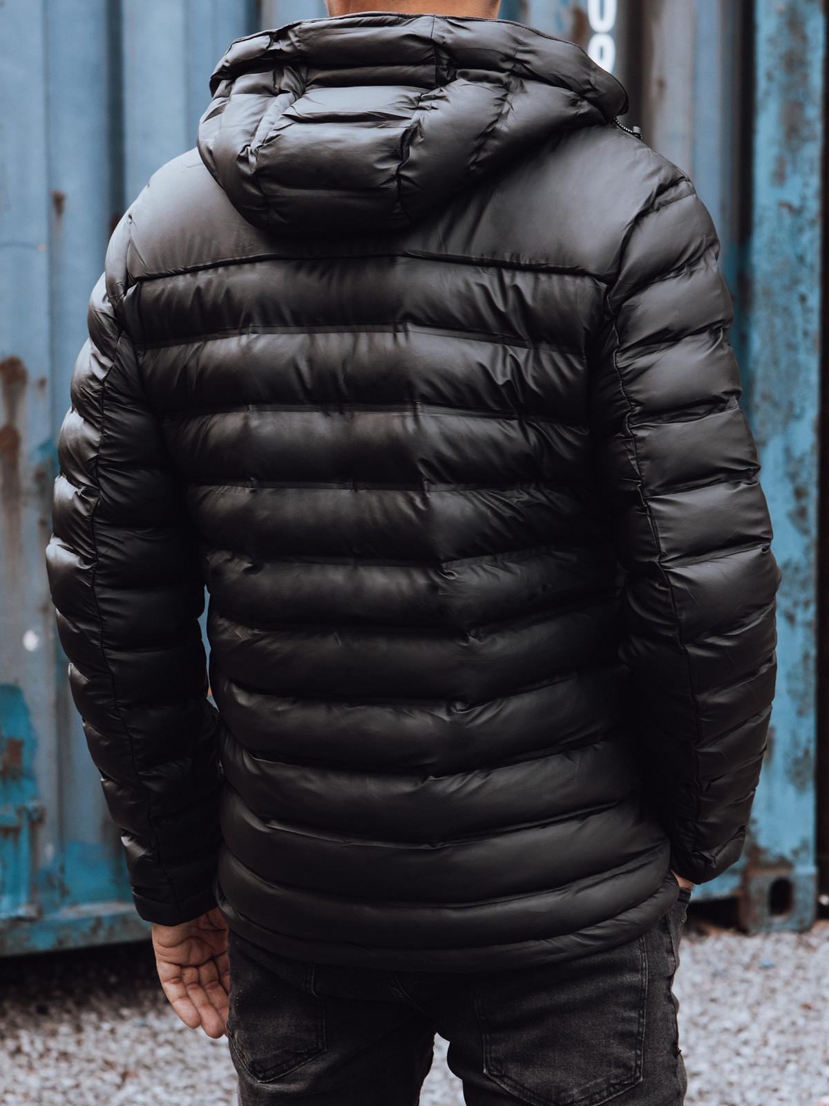 Men's quilted jacket with hood black Dstreet