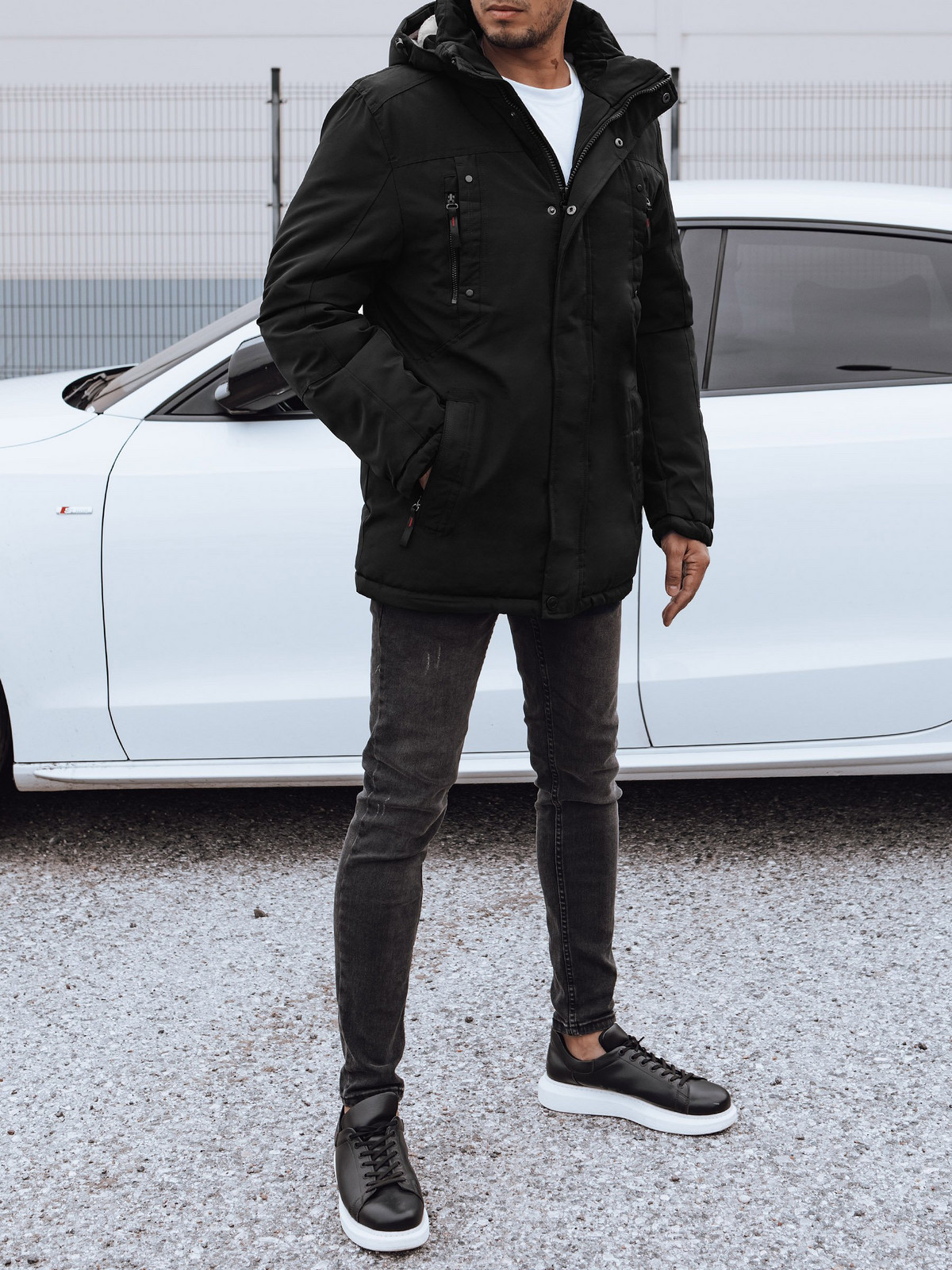 Men's winter jacket with hood black Dstreet