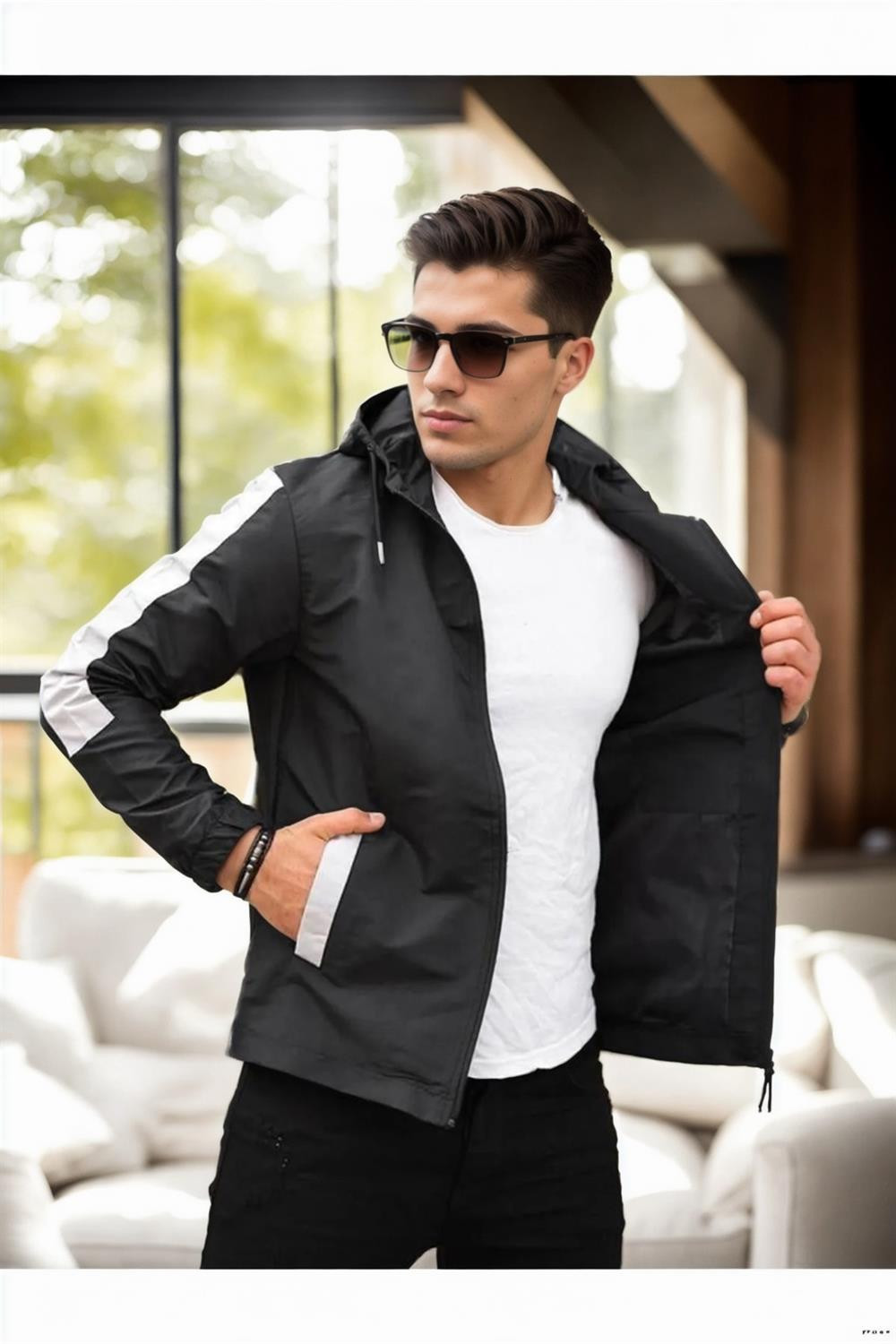84690 Dewberry Seasonal Mens Jacket-BEIGE-BLACK